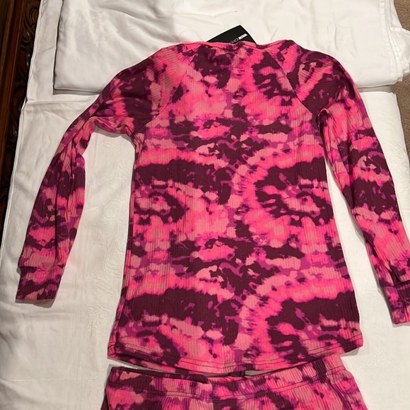 NWT- 2 Piece PJ Short Set Pink Combo Ribbed Style - Picture 7 of 12